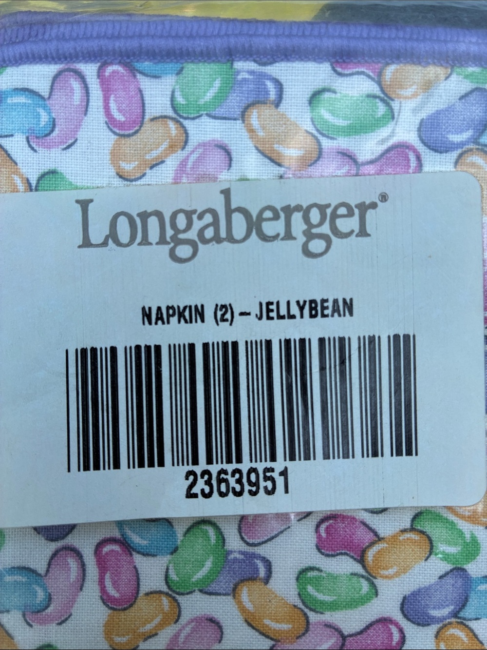 Longaberger Purple Jellybean Print Fabric Napkins - Set of 2 - Picture 5 of 17